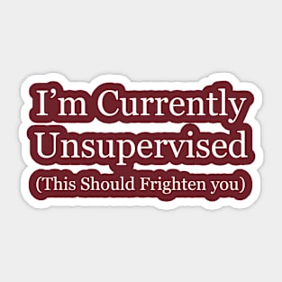 Unsupervised Adult Alert Tee - Sarcastic "This Should Frighten You" T-Shirt, Perfect for Casual Wear or Quirky Gift Sticker